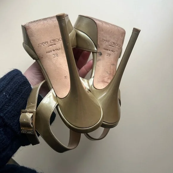 Jimmy Choo Champagne Open-toe Platform Sandal Pumps - Picture 8 of 9